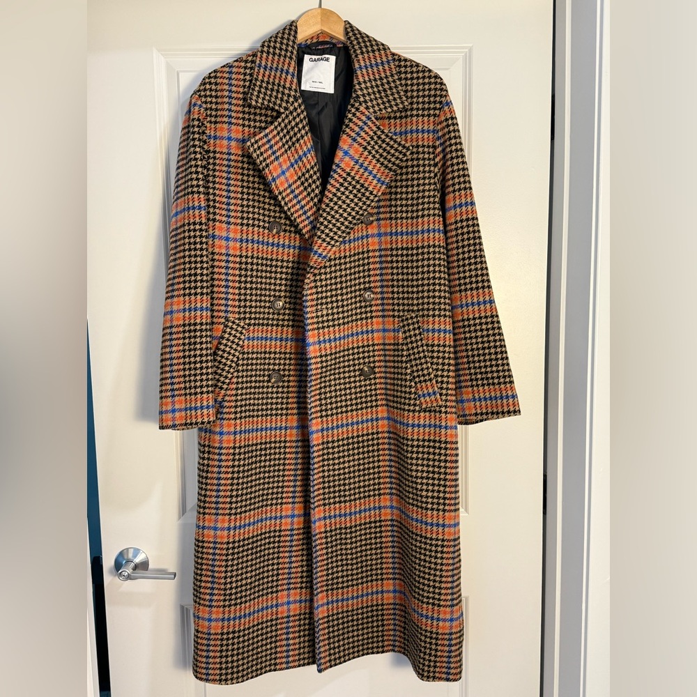 Garage Maxi Trench Coat, Size M/L|Orange Plaid|Relaxed Fit